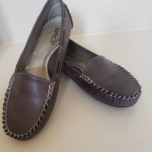Ladies leather moccasin style loafers